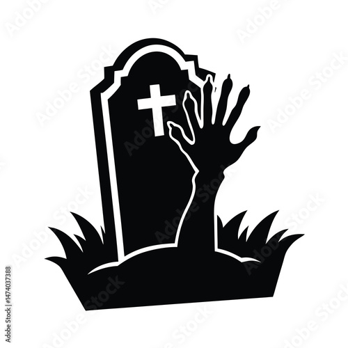 zombie hand rising from the grave vector