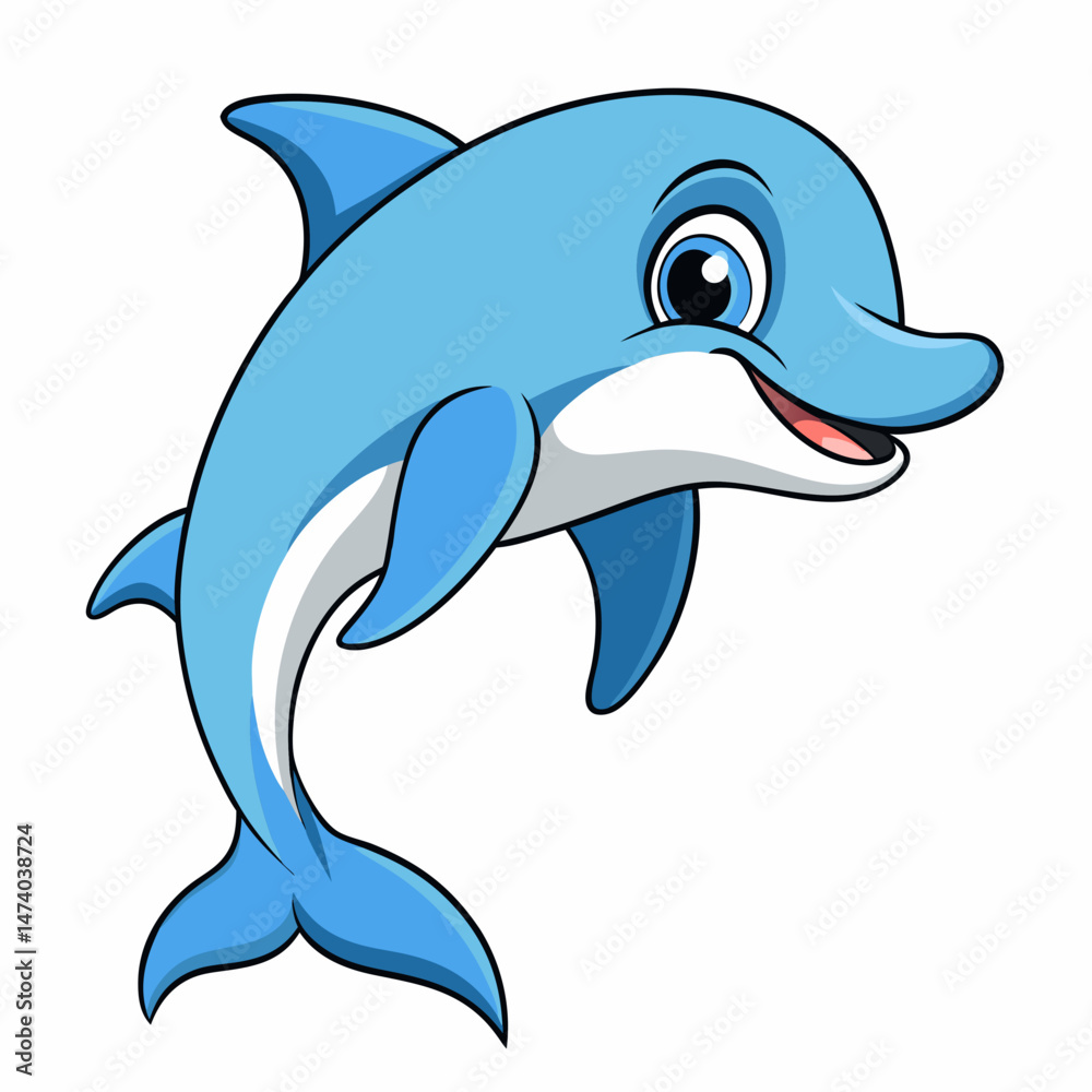 Obraz premium Cheerful Dolphin Vector Illustration