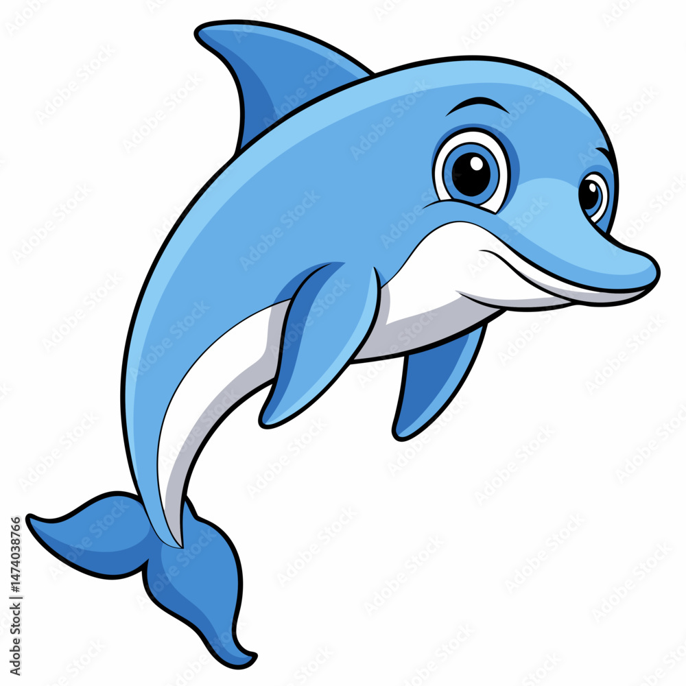 Fototapeta premium Cheerful Dolphin Vector Illustration
