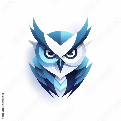 Geometric owl with vibrant colors, conveying wisdom and technological sophistication