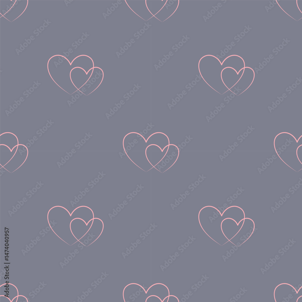 Elegant hearts outline seamless pattern Elegant hearts outline seamless pattern