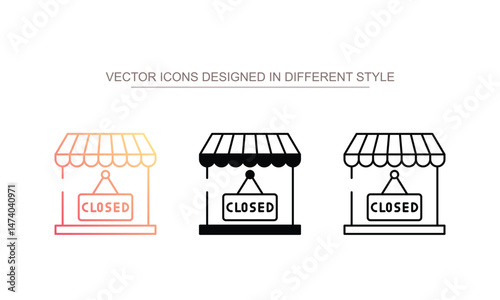 Closed Store icon design with white background stock illustration