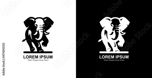 Logo design in the form of a running elephant with a front view