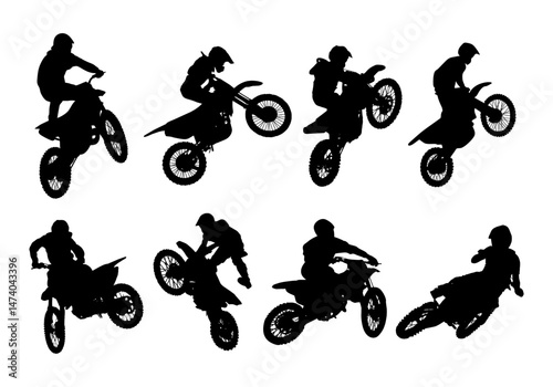 motocross silhouette vector set illustration