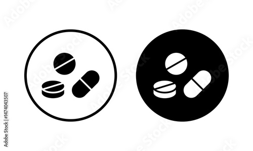 Pills icon vector illustration. capsule icon. Drug sign and symbol