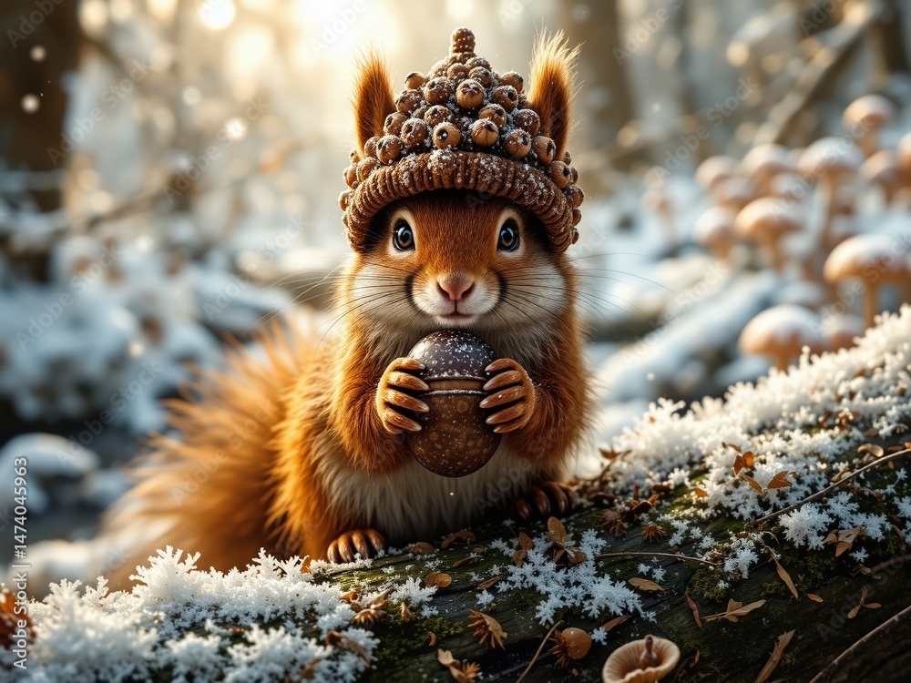 Obraz premium Squirrel's Winter Wonderland