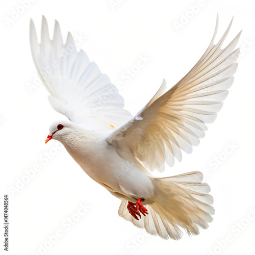 White dove flying on white background and Clipping path .freedom concept and international day of peace