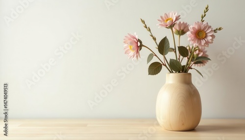 Wallpaper Mural Stylish wooden cube vase arrangement, neutral palette, clean lines, ample copy space , cube, contemporary, mockup Torontodigital.ca