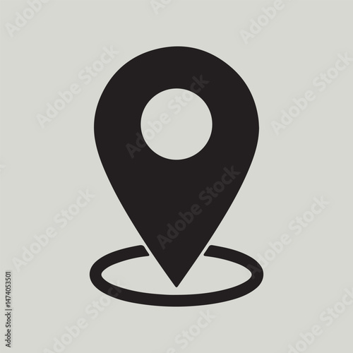 Black location pin icon with a round base