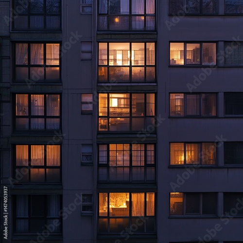 Building at night with light in the windows