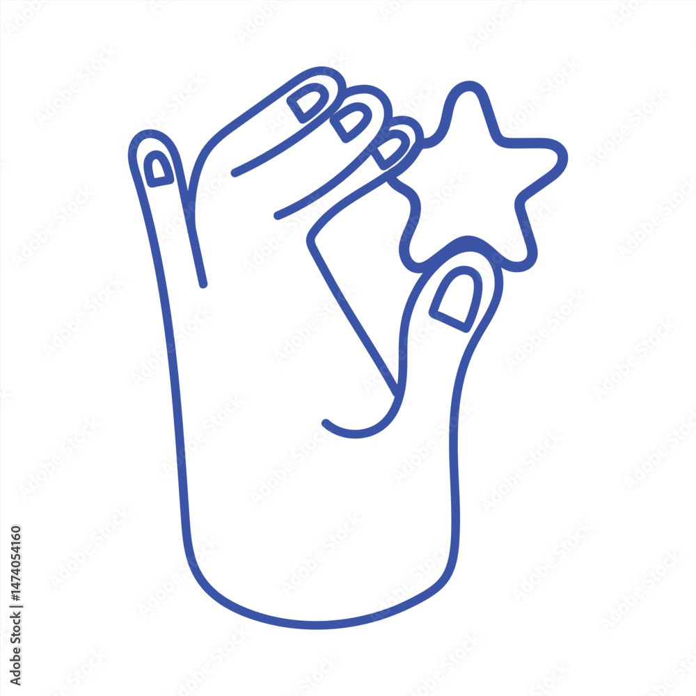 Minimalist Vector Design of Hand and Star Symbol