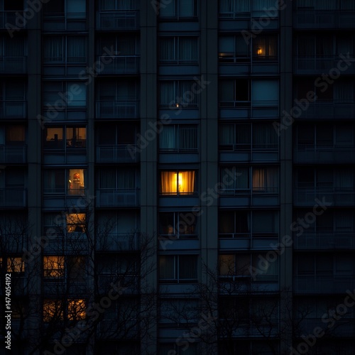 Building with only one window lit during the night