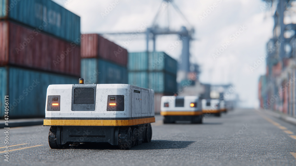 Naklejka premium Autonomous Port Transport System