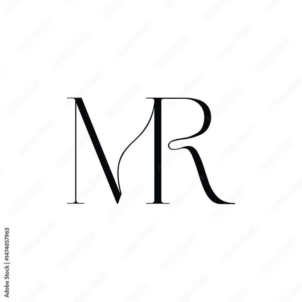 Fototapeta premium MR monogram logo design letter text name symbol monochrome logotype alphabet character simple logo