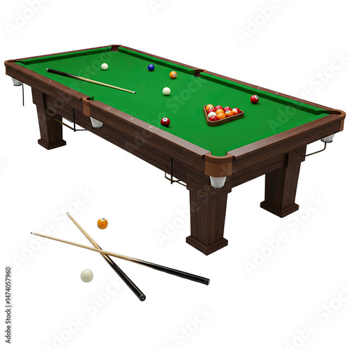 billiard table with balls