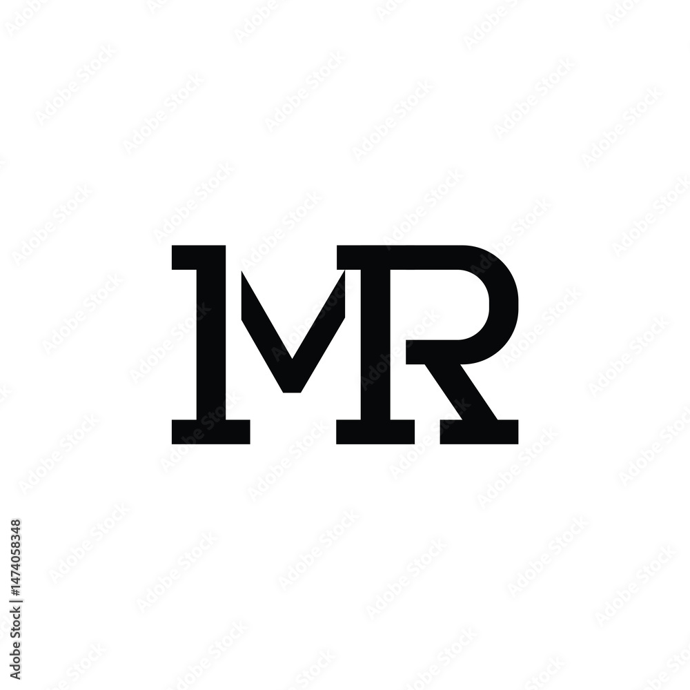 Obraz premium MR monogram logo design letter text name symbol monochrome logotype alphabet character simple logo