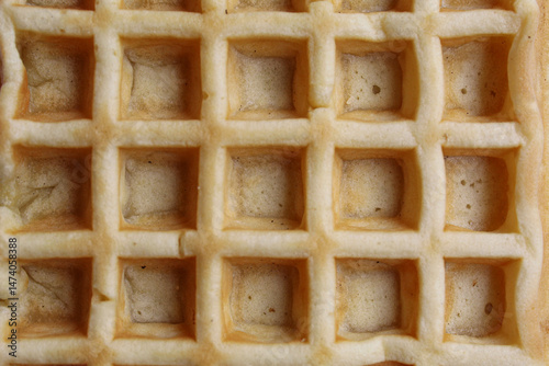 Close up texture of plain waffle, square patterned
