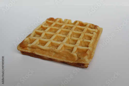 One plain waffle cake, isolated on white background