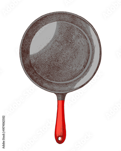 Hand drawn frying pan vector illustration