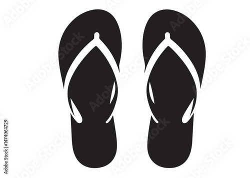 flip flop logo silhouette vector, sandal logo icon silhouette, flip flop logo clip art silhouette icon design vector illustration, black and white flip flops icon logo silhouette on white background 