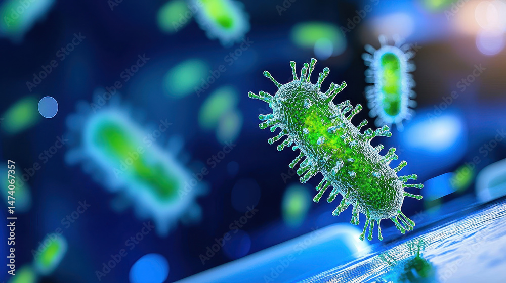 Naklejka premium Vibrant illustration of pathogens showcasing their intricate structures and details, emphasizing their microscopic beauty