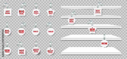 Wobblers sale shelves tags collection. Vector illustration