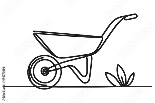 Simple wheelbarrow vector illustration for gardening and landscaping designs