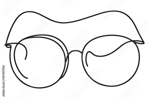 Stylish round spectacles line art drawing for trendy optical wear