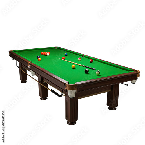 billiard table with balls