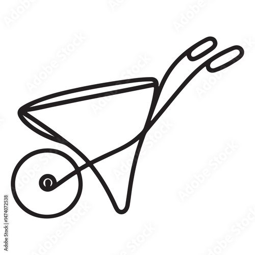 Simple Wheelbarrow Illustration Cartoon Gardening Equipment Vector Drawing