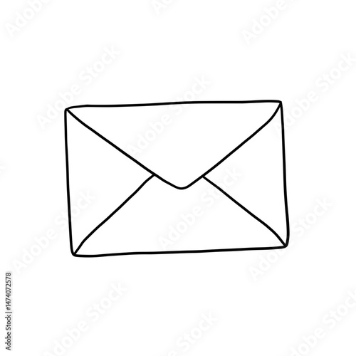 Envelope, black line art illustration on transparent background for logo design, packaging, tattoos, and minimalist decor  