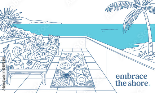 Modern vector illustration of minimalist summer-themed postcards, easily scalable and editable.