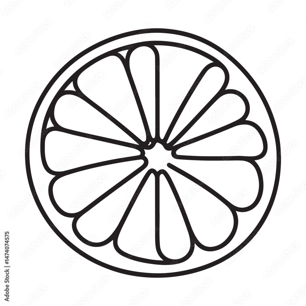 Fresh Slice of Orange Fruit Minimalist Line Art Illustration Fresh Slice of Orange Fruit Minimalist Line Art Illustration