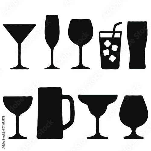 Drinks glasses silhouettes