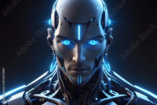 Futuristic Cyborg Portrait Advanced AI Robotics and Technology