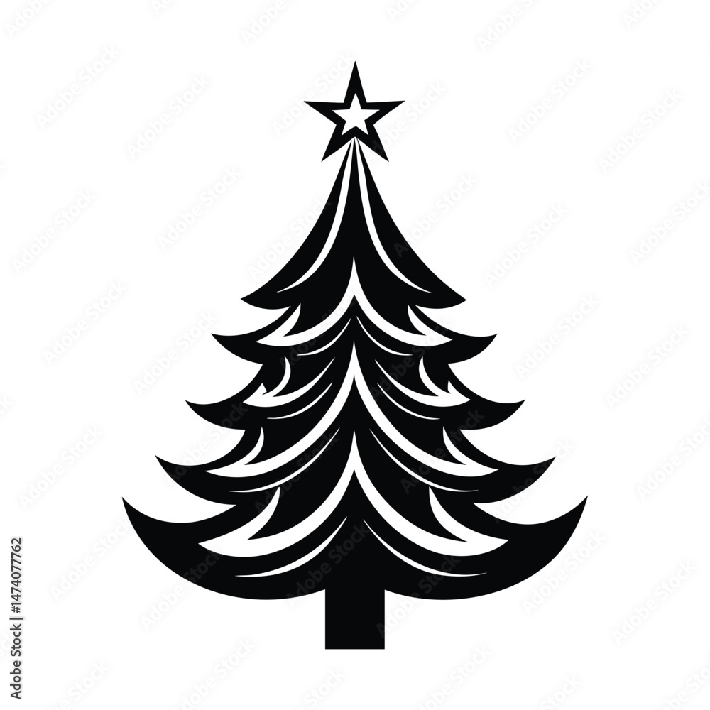 Obraz premium A silhouette of a christmas tree vector art for a home decoration illustration design on a white background.