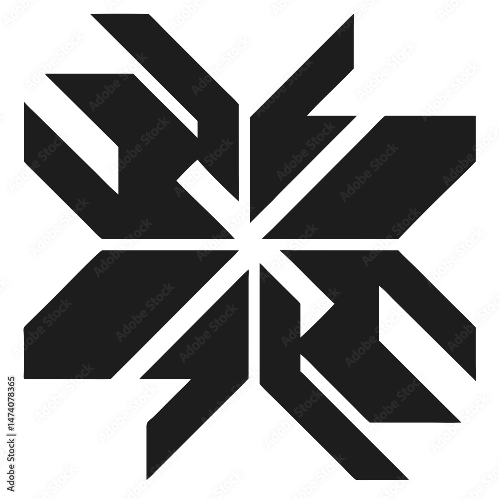 Abstract geometric kaleidoscopic typography design element in modern style