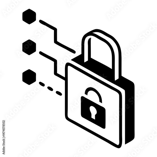Black isometric secure payment gateway vector icon representing online transactions