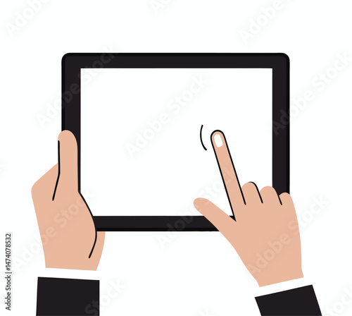 Tablet pc with hands.