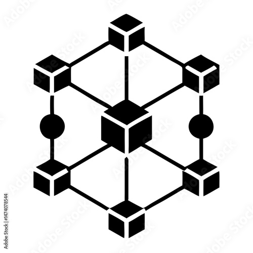 Black silhouette depicting a connected blockchain network representing digital technology