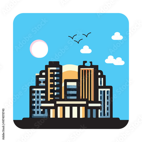 Building cityscape logo icon vector art nine