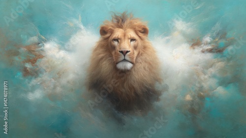 Lion in a cloud of light