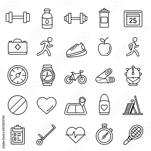 Icons set of fitness