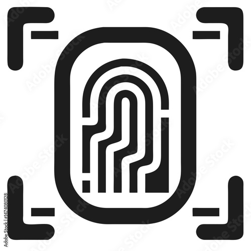 Modern biometric fingerprint scan outline icon illustrating security and authentication
