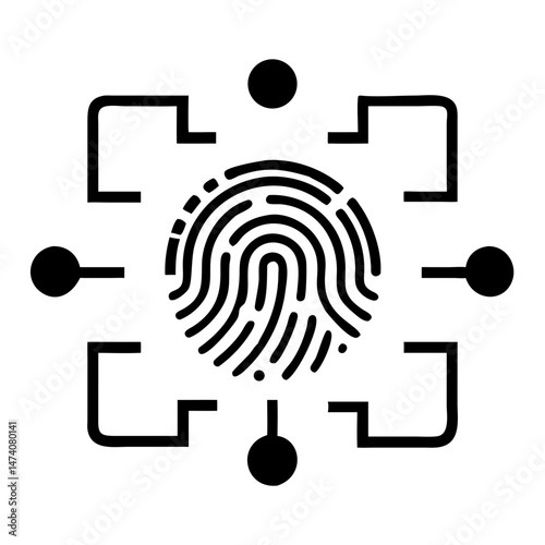 Modern black outline biometric fingerprint scan icon for digital security purposes