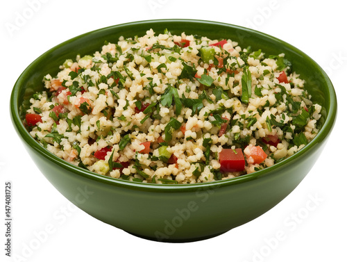 Delicious Tabbouleh Salad in a Green Bowl