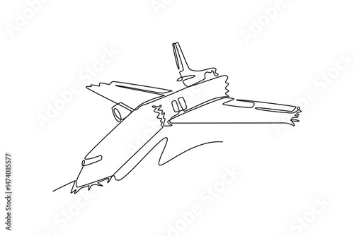  Plane Crash concept. Full length animation illustration. High quality 4k footage