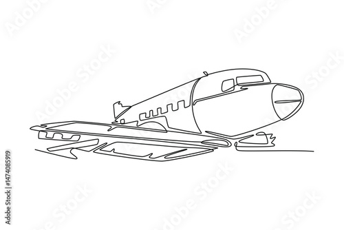  Plane Crash concept. Full length animation illustration. High quality 4k footage