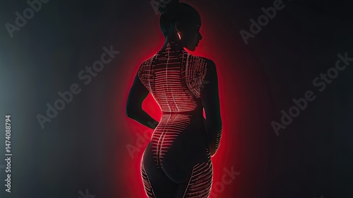 A pregnant woman stands in profile, gently cradling her round belly with both hands.