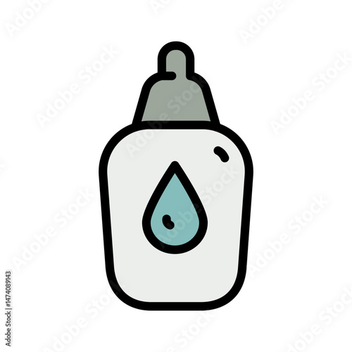 Eye, ear or nasal drops for treatment color icon. Small Plastic bottle with drop sign. Vector illustration isolated on white background.